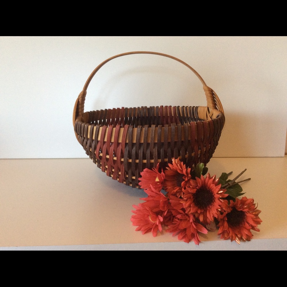 Handmade Basket Dark Brown and Red